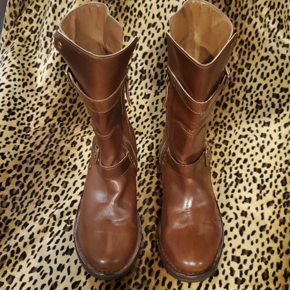UGG Shoes - UGG Brown Chestnut Leather Mid Calf Boots Sz 7.5